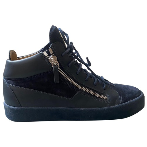 Pre-Owned Giuseppe Zanotti Navy Suede Trainers | ModeSens