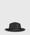 Allsaints Bronson Leather Fedora Hat In Charcoal