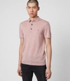 Allsaints Men's Mode Merino Wool Polo Shirt In Sunset Pink Marl
