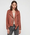 Allsaints Women's Balfern Leather Biker Jacket In Rose Wood Pink