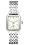 Tory Burch Robinson Mesh Bracelet Watch, 27mm X 29mm In Silver/ Cream/ Silver