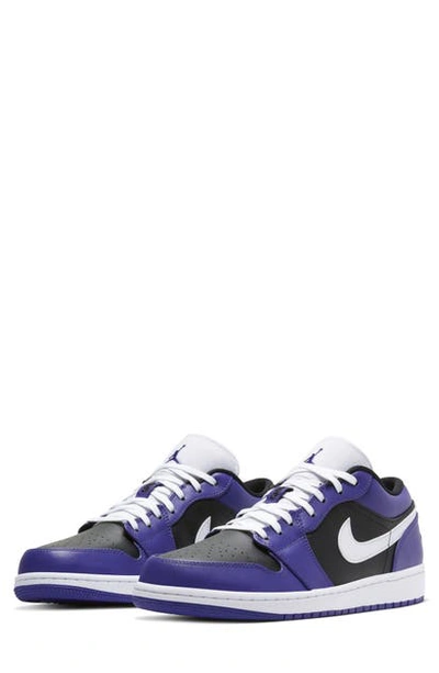 Jordan 1 Low Sneaker In Purple/ Black/ White
