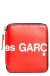 Comme Des Garçons Huge Logo Zip Around Wallet In Red