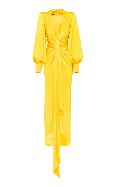 Alex Perry Women's Dane Drape-detailed Satin Crepe Gown In Yellow