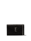 Saint Laurent Black Monogram Leather Cross Body Bag In Black