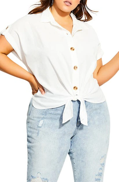 City Chic Explore Shirt In Ivory
