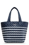 Mz Wallace Medium Metro Quilted Nylon Tote In Charter Stripe