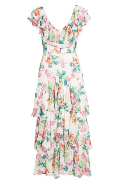Wayf Chelsea Tiered Ruffle Maxi Dress In Ivory Tropical