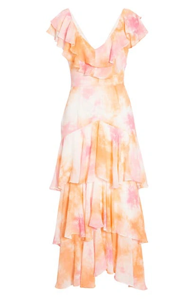 Wayf Chelsea Tiered Ruffle Maxi Dress In Passion Tie Dye