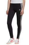 Adidas Originals 3 Stripes Tight Cotton Leggings In Black/ White