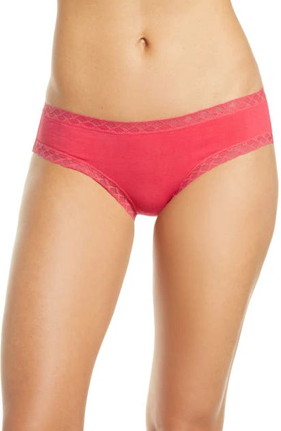 Natori Bliss Lace-trim Cotton Brief Underwear 156058 In Hot Tamale