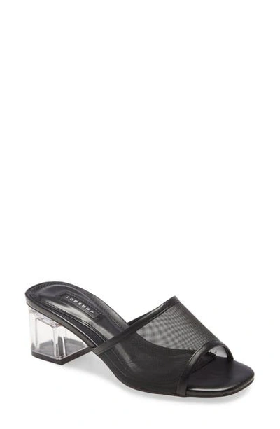 Topshop Dusty Block Heel Slide Sandal In Black