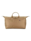 Longchamp Leather-trim Nylon Satchel In Beige