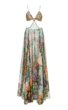 ALEXIS MARTEENA CUTOUT PRINTED CHIFFON MAXI DRESS,807408