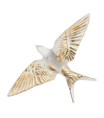 Lalique Swallow Lowered Wings Sculpture In Beige