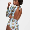 La Doublej Printed Longsleeve Swimsuit In Mini Athena