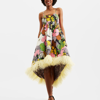 La Doublej La Scala Feather Trim Dress In Big Flower