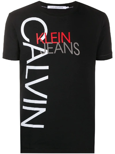 Calvin Klein Jeans Est.1978 Vertical Printed Logo T-shirt In Black