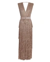 Sabina Musayev Ray Tiered Satin Dress With Bows In Rose