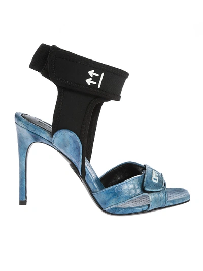 Off-white Touch Strap Sandals In Blue Acqua Color