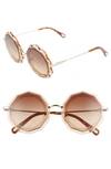 Chloé Caite 52mm Geometric Sunglasses In Gold