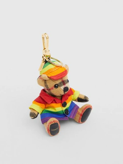 Burberry Thomas Bear Charm In Archive Beige/multicolour