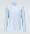 Vilebrequin Linen Solid Classic Fit Shirt In Blue