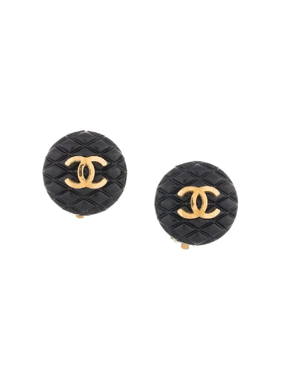 Pre-owned Chanel 1994 Cc-ohrringe In Black