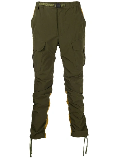 White Mountaineering Shirred Cargo Trousers In Green