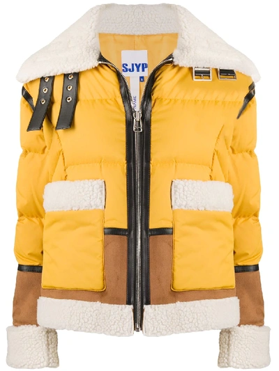 Sjyp Quilted Puffer Jacket In Yellow