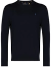 Polo Ralph Lauren Embroidered-logo Crew Neck Jumper In Blue