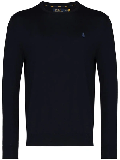 POLO RALPH LAUREN LOGO-EMBROIDERED CREWNECK JUMPER