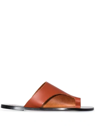 Atp Atelier 10mm Leather Thong Sandals In Orange