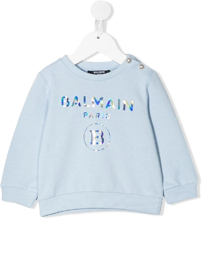 Balmain Babies' Reflective Logo Sweatshirt In White