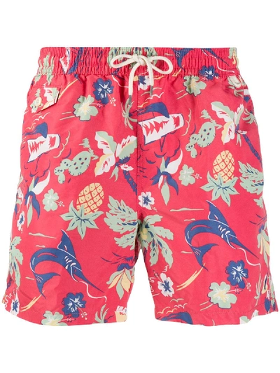 Polo Ralph Lauren Flowers Tropical Swimming Trunks In Pink