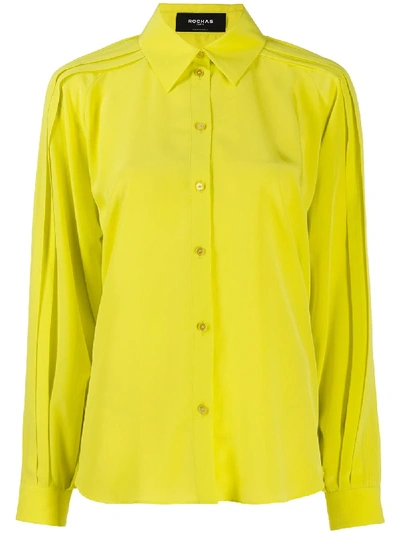 Rochas Pleated Crepe De Chine Blouse In Yellow