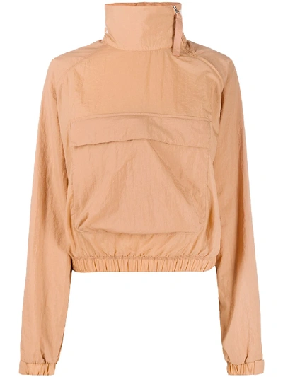 Victoria Beckham Almond Logo Shell Jacket In Neutrals