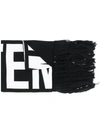 VETEMENTS LOGO-JACQUARD FRINGED SCARF