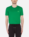 Dolce & Gabbana Cotton T-shirt With Logoed Plaque In Green