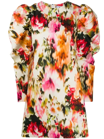 Msgm Abstract Floral Print Dress In Pink