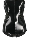 ALCHEMY X LIA ARAM PATENT-EFFECT STRAPLESS BODYSUIT