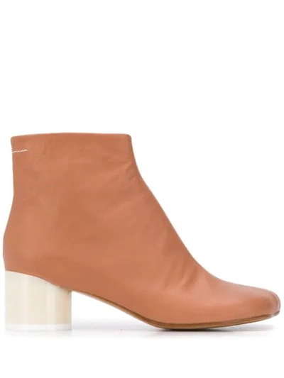 Mm6 Maison Margiela 90mm Leather Ankle Boots In Tan