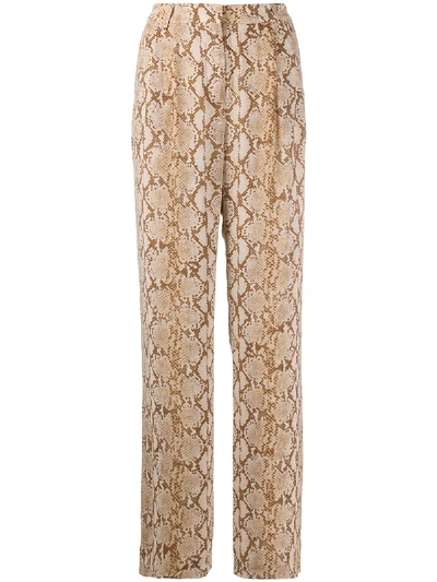 Michael Michael Kors Snakeskin-print Wide-leg Trousers In Brown