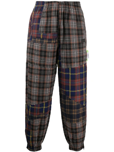Perks And Mini Shadow Checked Loose Trousers In Grey