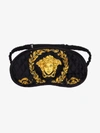 Versace Black Baroque Print Silk Sleep Mask In Black