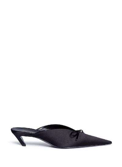 Balenciaga 'knife' Extreme Pointed Toe Satin Mules In Black