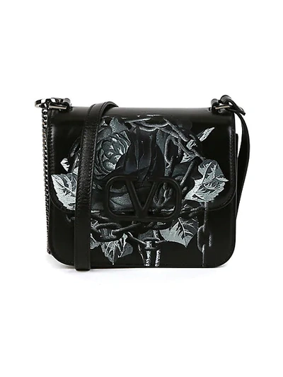 Valentino Garavani Small V Chain Leather Undercover Shoulder Bag In Black