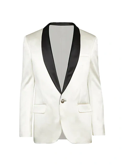 Balmain Contrast-lapel Silk Satin Jacket In Noir