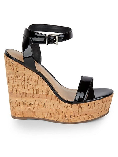 Schutz Women's Raquel Patent Leather Platform Wedge Sandals In Black