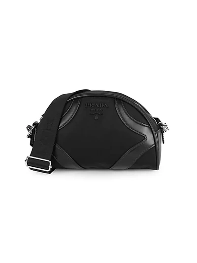 Prada Leather-trim Dome Bag In Black